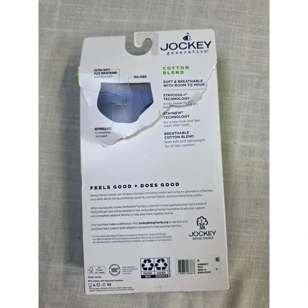 Jockey Generation Mens Lightweight Cotton Blend Briefs 3 Pack Black Grey Small